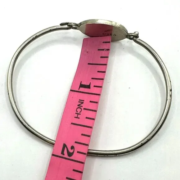 Alpaca Bracelet hooked Silver tone Beach Cloud Face Vintage Mother of Pearl - Picture 6 of 11